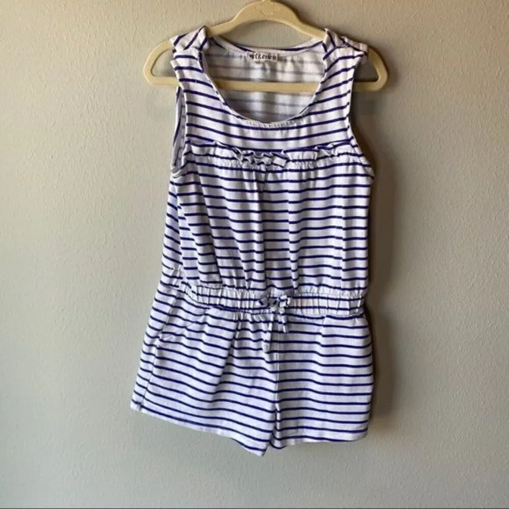 Art & Eden Nelli Romper Organic Blue Stripe Sz 5